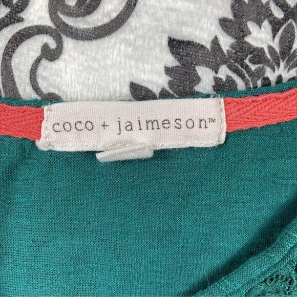 Coco + Jaimeson Teal Lace Embroidered Teal Tank Top. Boho Chic Cute. Sz Medium - Picture 8 of 8